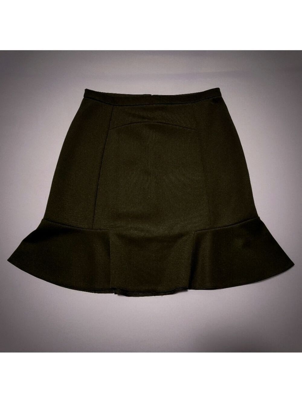 WHIMSIGOTH SKIRT TIERED RUFFLE HEM ZIP-UP BLACK MIDI LENGTH VINTAGE 90s WOMENS